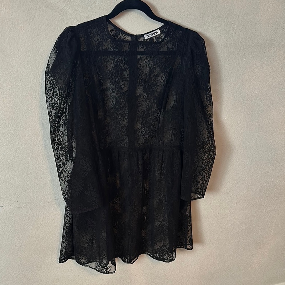 Batsheva Black Lace Mini Dress